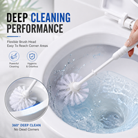 Ensemble de brosses de toilette avec support, manche long, nettoyage à 360 degrés, plastique durable, écologique, pour le nettoyage des salles de bain et des éviers de cuisine