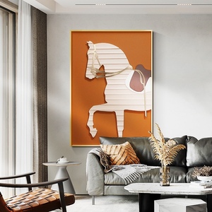 JZ Hall Living Room Decorative Abstract Animal Art Wall <strong>Painting</strong> Mixed Media Artwork Handmade 3D <strong>Horse</strong> <strong>Painting</strong> - Product Image 3