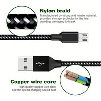 Câble Micro USB pour Téléphone Portable - Câble USB en Nylon de 10 Pieds pour Téléphone - USB 2.4A - 1m 2m 3m - Câble de Charge Rapide 3 en 1 en Nylon Tressé