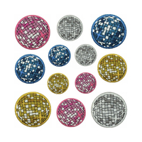Offre Spéciale bonne qualité forme ronde brillant coloré bleu rouge argent fer sur broderie paillettes Disco Ball Patch