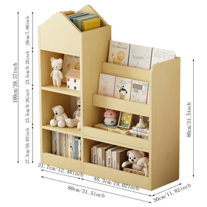 Étagère à livres en bois pour enfants en bas âge, bibliothèque en bois pour enfants, organisateur de rangement pour jouets, bibliothèque pour bébé avec support à livres suspendu - Product Image 3