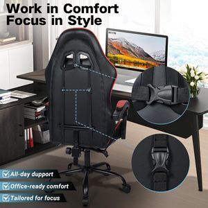 Chaise de gaming rouge vibrante entièrement personnalisable avec <span class=keywords><strong>coussin</strong></span> en mousse épaisse, idéale pour la maison, l'e-sport, la relaxation et le bureau, la meilleure chaise <span class=keywords><strong>gamer</strong></span> pivotante. - Product Image 6