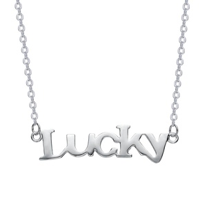 ACEWORKS High Polished Customized 925 Sterling Silver Personalized Initial Letter Lucky Symbol Necklace - Product Image 2