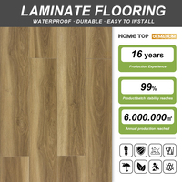 Lantai Laminasi HDF E1 Tahan Air Motif Kayu Walnut Sistem Klik Tahan Aus Pasokan Pabrik Grosir