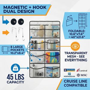 Magnetic Organizer 8 Pockets Over The Door Hanging Storage For Cruise Ships Travel Accessories <b>Shoes</b> Stainless Steel - Product Image 4