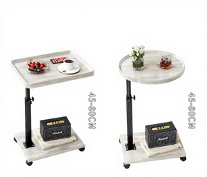 Small Metal Side <strong>Table</strong> Slender-Topped Round-Ended Storage Shelves Compact Coffee <strong>Table</strong> Wheels Modern Living Room Dining <strong>Table</strong> - Product Image 1