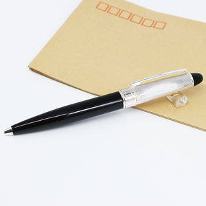 Горячая распродажа, классическая черная серебряная шариковая ручка, роскошная деловая подарочная металлическая ручка с таможенным логотипом, металлическая шариковая ручка - Product Image 2
