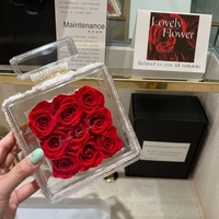 2025 Years TC Luxury 9Pcs Bunga Abadi dalam Kotak Parfum Akrilik Dekorasi untuk Hari Valentine Hari Ibu Mawar Awet