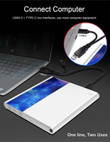 USB 3.0 Type C Interface External CD DVD Optical Drive New Remote Control External DVD Drive for Laptop with TV Connectivity