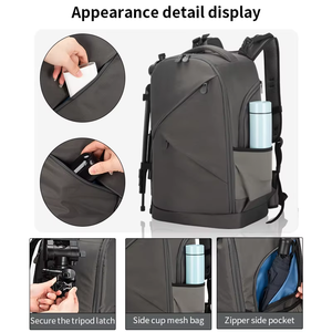 Waterproof Large-Capacity Camera <b>Backpack</b> Outdoor <b>Photography</b> Cosmetics Case Bag Nylon Material Zipper Closure - Product Image 5