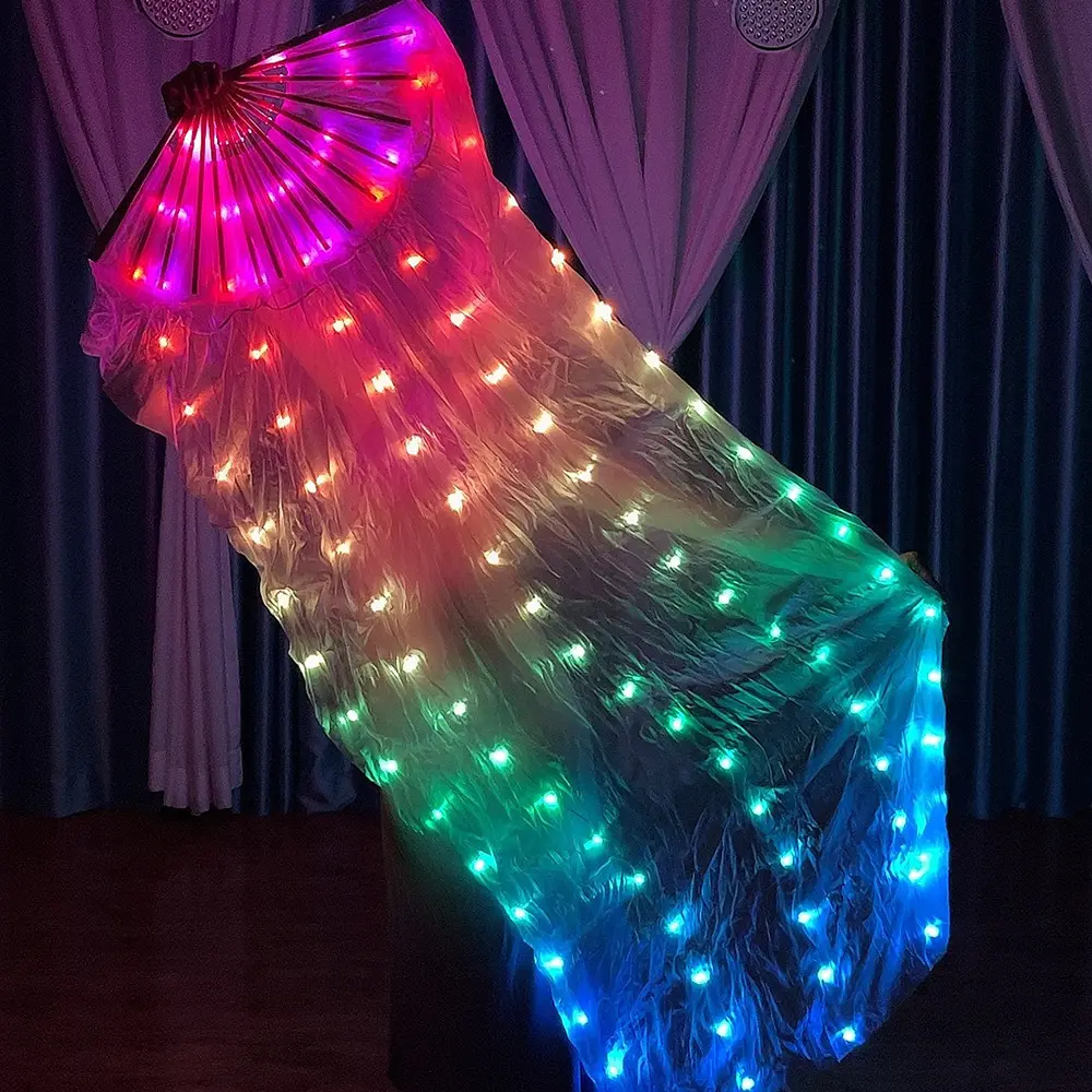 Belly Dance Western Adult LED Silk Fans Stage Accessory for Belly Dance Performance Wear