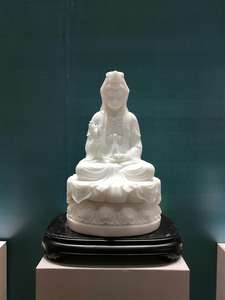 Jade blanc sculpté à la main de haute qualité, belle Statue de <span class=keywords><strong>bouddha</strong></span> <span class=keywords><strong>assis</strong></span> Kwan Yin Guanyin Bodhisattva - Product Image 5