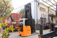 Chariot élévateur électrique gerbeur pour entrepôt, rayonnage, allée étroite, 3 voies, palettes, 1600 kg, batterie lithium, mât 3 étages, hydraulique, polyuréthane