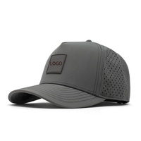 Casquette personnalisée à 5 panneaux pour homme, imperméable, avec trous découpés au laser, perforée, pour le surf, flottante, type trucker