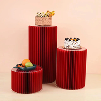 Présentoir cylindrique pliable en nid d'abeille décorations de mariage support de table à dessert pour gâteau en papier support de fleurs de mariage