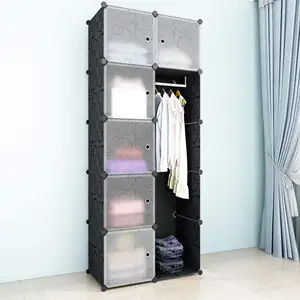 Armoire Portable en plastique pour vêtements, 1 pièce, bricolage multifonctions robuste rangement en plastique, étagères d'organisation, rangement