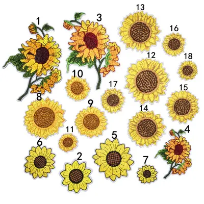 Custom wholesale sunflower decorative accessories attractive picture patches custom embroidery embroidery patch for jacket