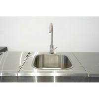 Ensemble de meubles de cuisine extérieurs mobiles en métal, designs modernes, îlot BBQ extérieur, armoires de cuisine en acier inoxydable 304 avec évier