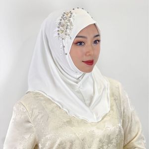 Generoso vestido de novia musulmán con gorro de gasa plisado <span class=keywords><strong>Hijab</strong></span> turbante y Jersey a juego - Product Image 4