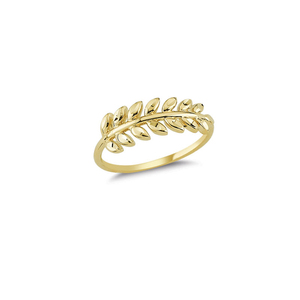 Anillos de hoja de oro sólido de 14K para boda, anillo de paz, joyería de flor de oliva, corte de diamante de dos tonos, joyería de oro de 2 gramos - Product Image 1