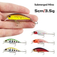 Leurre dur ABS coulant type Minnow avec hameçons triples multicolores pour la pêche en bateau au bar et à la truite en eau douce