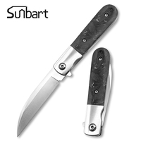 Couteau pliant de qualité industrielle D2Steel, personnalisable, OEM, avec lame à pointe tombante et manche en fibre de carbone, pour le camping et la chasse