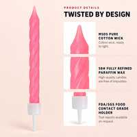 Lilin Ulang Tahun Spiral Warna-warni Tanpa Asap Lilin Warna Solid Pelangi Hiasan Kue untuk Pesta Anak Grosir