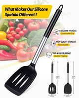 Spatule de tournage en silicone solide durable Ustensile de cuisine résistant à la chaleur Polyvalent Flexible antiadhésif fendu