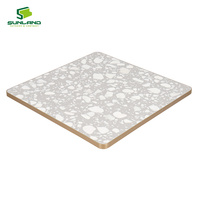 Plateau de table carré en terrazzo de 25 mm, bord entièrement recouvert d'aluminium, dos en contreplaqué, pour café, hôtel, bar, comptoir intérieur, directement de l'usine