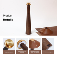 Lampe de table LED rechargeable en forme de dôme, commande tactile, sans fil, en bois, pour chambre à coucher, salon, bureau