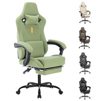 Chaise d'ordinateur de style course verte chaise de joueur réglable en hauteur chaise de bureau avec repose-pieds et soutien lombaire de massage