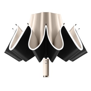 Paraguas para sol y lluvia de 130 cm, 8 varillas, apertura automática con botón, diseño minimalista de tres pliegues, para viaje, varillas de aleación, material de nailon. - Product Image 1