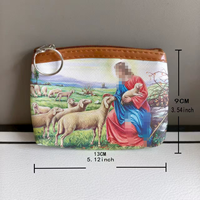 Pochette religieuse pour chapelet avec impression par transfert thermique, sac de rangement à fermeture éclair, porte-monnaie de prière catholique, porte-clés, sac cadeau, motifs variés