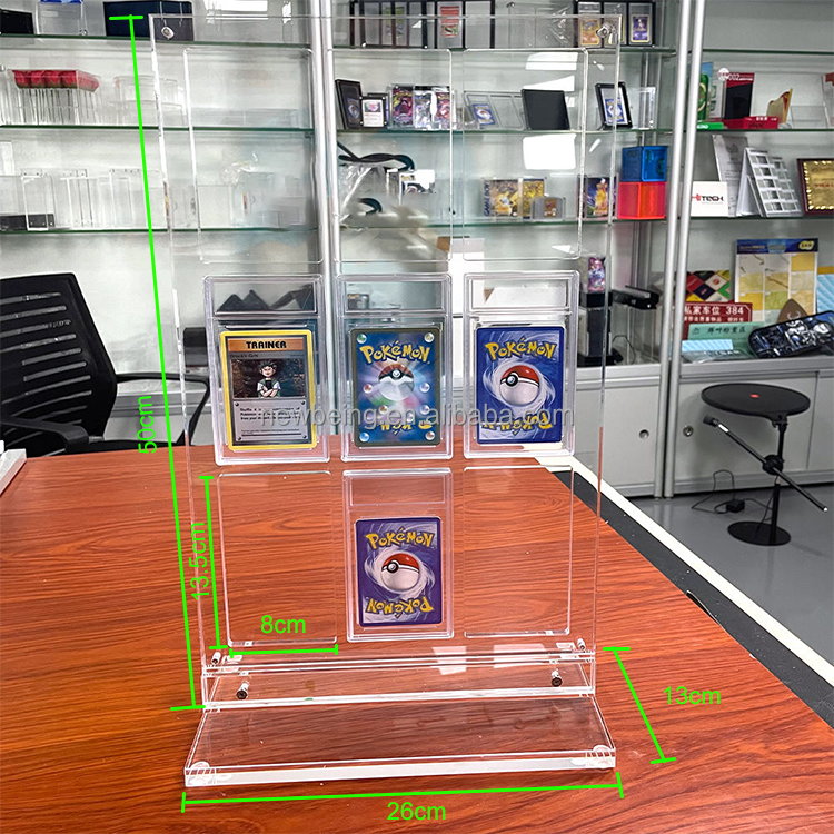 9 Slot Acrylic Display Stand for Trading Card Cases - Durable Graded Card  Frame for Exhibitions and Custom Logos