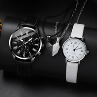 Jam Tangan Quartz Paduan Seng Hitam Putih untuk Pasangan, Desain Sederhana Bernuansa Elegan, Aksesoris Populer