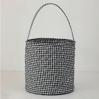 Cesta de Decoração de Halloween Personalizada com Renda Gingham para Crianças, Atacado