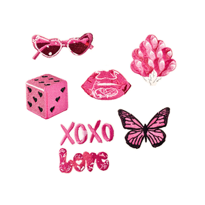 Stock prêt Y2K rose patchs brodés en gros amour vibrant XOXO <span class=keywords><strong>Disco</strong></span> boule lèvre lunettes de soleil broderie Badges pour vêtements - Product Image 1