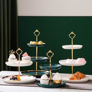 3 Tier Fruit Plate Rack <strong>Tray</strong> Sets Hotel Wedding Cake Stand Ceramic <strong>Dessert</strong> Display Stand for Cupcake Tart - Product Image 1