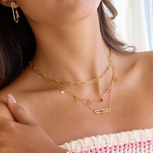 Collar con colgante de letra de amor, chapado en oro de 18 quilates con diamantes de imitación, para mujer, regalo, joyería, collares de cuentas a la moda - Product Image 2