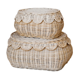 Cesta de almacenamiento de llaves montada en la pared de ratán, caja de almacenamiento de escritorio cubierta de forma ovalada para decoración del hogar y la casa de huéspedes - Product Image 5