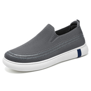 Zapatos para Caminar de Malla Gris Claro, Sin Cordones, Punta Redonda, Entresuela Transpirable de EVA, Suela de Goma, Estilo para Todas las Temporadas - Product Image 1