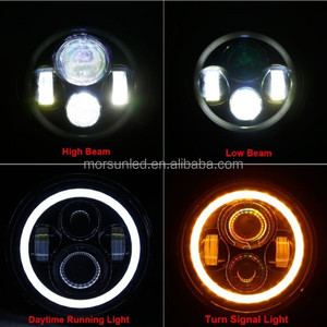 Xe máy e-mark 7 inch Led Đèn Pha với trắng-vàng Halo (độ sáng thấp) - Product Image 4