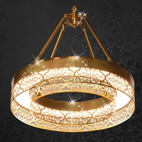 Lustre de mosquée arabe de luxe, hauteur réglable, grand luminaire suspendu rond islamique en or LED pour la décoration d'hôtels, de palais et d'églises