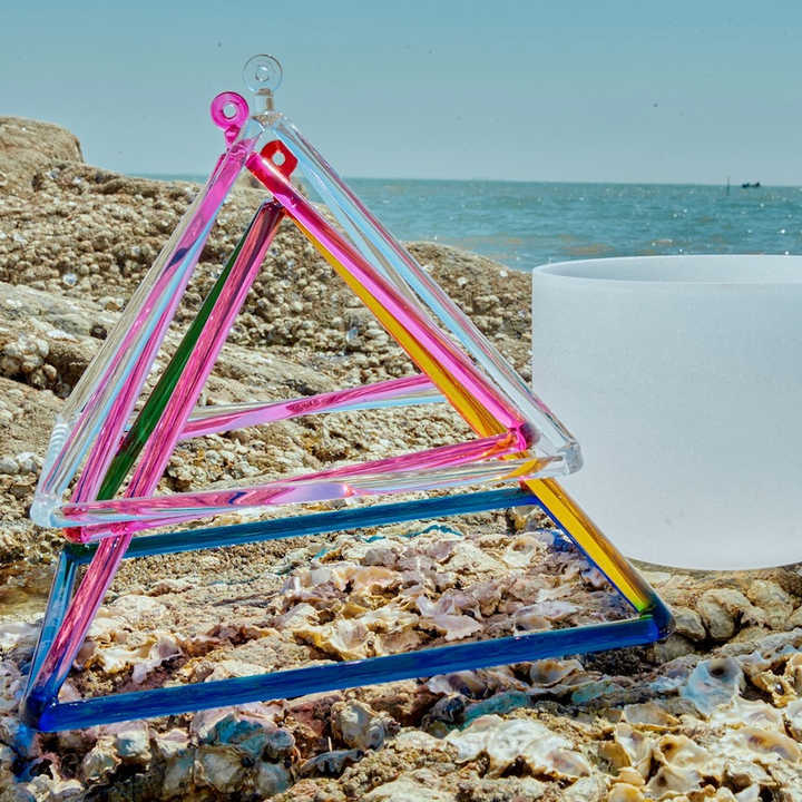 AMAZING Meditation Triangle Singing Quartz Pyramid Crystal Singing Triangle for Sound Healing