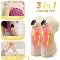 Masseur de genou à compression d'air, 3 modes, 3 niveaux de vibration, chauffage électrique, rechargeable, pour soulager la douleur au genou, à l'épaule et au coude