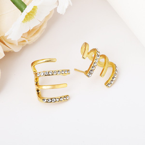 Boucles d'oreilles clous géométriques rondes à taille brillante, serties de strass en cristal, en alliage de zinc, bijoux de mode pour femme, cadeau 2026 - Product Image 4