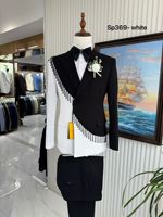 Nouveaux costumes pour hommes, blazers, costumes de marié, costumes de cérémonie, costumes de bal, costumes de dîner, 2 pièces (veste + pantalon), costumes noirs et blancs MS827
