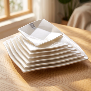 Assiettes de buffet carrées en mélamine <span class=keywords><strong>blanche</strong></span> de haute qualité, vente chaude américaine - Product Image 3