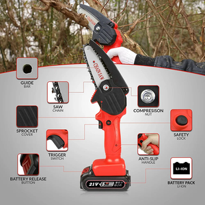 Mini motosega 4 pollici senza fili aggiornato, <span class=keywords><strong>Super</strong></span> leggero e potente palmare Mini motosega per albero di taglio del legno Trimmi - Product Image 5