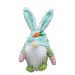 海伦工厂批发复活节新产品布无脸长胡须兔子吊坠复活节装饰用品绿色兔子